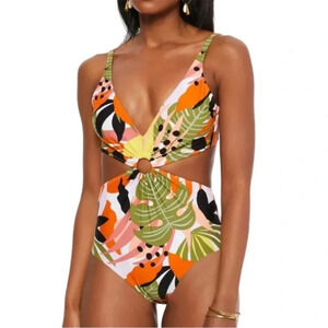 Bar III Jungle Tropic Print Swimsuit. Size Large. NWT.